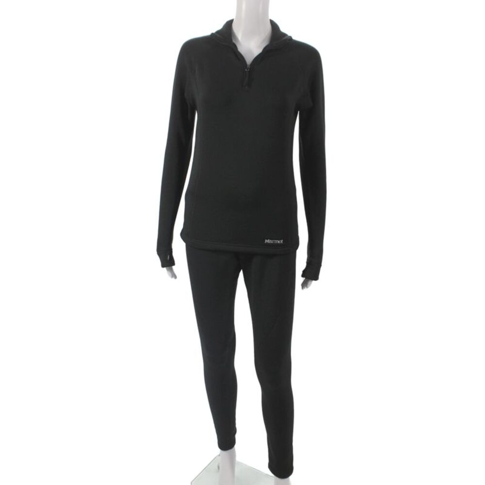 Marmot Women Sweatsuit Black Mock Neck Zip Outfit Athleisure Size S